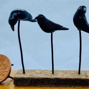 Dollhouse Miniature 3 Crows or Ravens -- 1:12 Scale