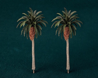 Miniature Palm Trees (Set of 2) – 6 1/4” Date Palm Trees for Dollhouse, Beach Scene, Fairy Garden & Diorama