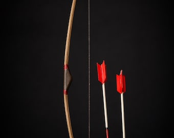 Terry Harville Long Bow with Red Arrows – Handmade 1:12 Scale – Medieval Archery Dollhouse Miniature – Artisan