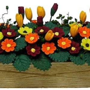 Dollhouse Miniature Fall Flowers in Box Planter 1:12 Scale