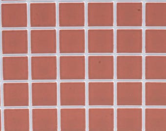 Miniaturowy domek dla lalek z terakotową podłogą z kwadratami o boku 1/4 cala (#60635) – skala 1:12