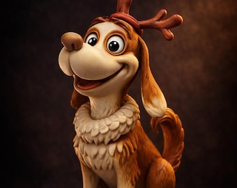 Dollhouse Miniature Whimsical Holiday Dog Figurine - 1-12 1-24 1-48 Scale Unpainted Resin Christmas