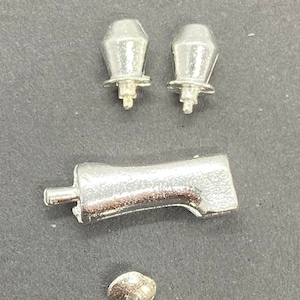 Dollhouse Miniature Bathtub Faucet + Handles/Stopper Silver/Chrome Finish - 1:12