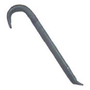 Puede incluir: Una palanca de metal negra con un gancho curvo en un extremo.