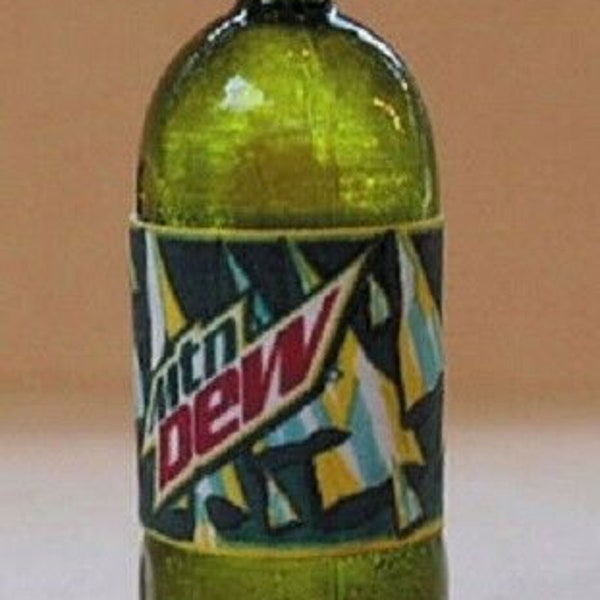 Dollhouse Miniature 2 Liter Bottle of Mountain Dew - 1:12 Scale