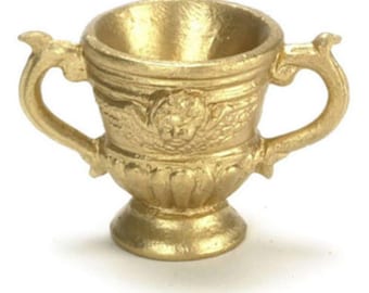 Dollhouse Miniature Roma Urn Gold 1 Piece - 1:12 Scale