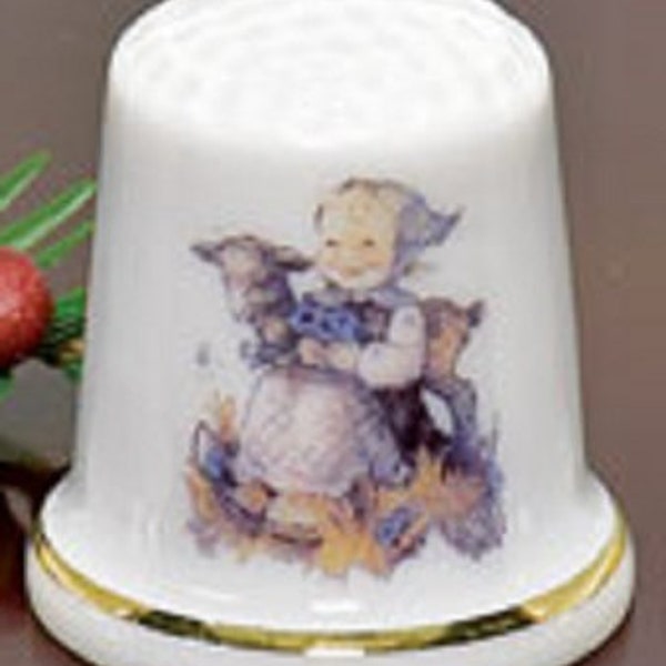 M.I. Hummel Porcelain Thimble from Reutter Porzellan - "Girl with a Lamb"