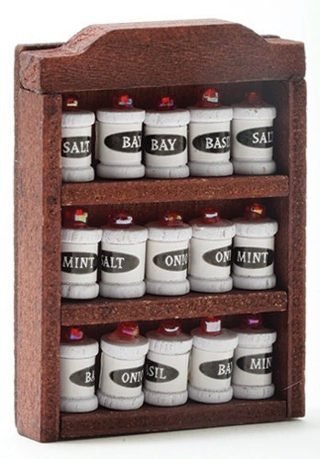 thumbnail image 2 of Melody Jane Dark Oak Spice Rack - 1:12 Scale Miniature Kitchen Accessory For Dollhouses 2 of 11