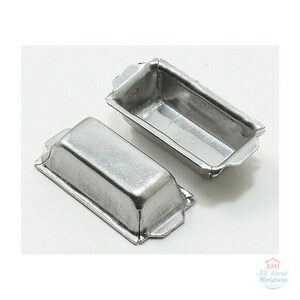 Moldes de aluminio para hornear pan en miniatura para casa de muñecas (2 piezas) - Escala 1:12