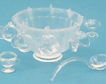 Dollhouse Miniature Clear Punch Bowl Kit - 1:12 Scale
