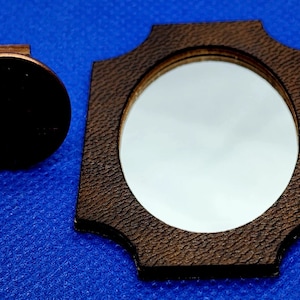 Dollhouse Miniature Leather Framed Mirror - 1:12 Scale