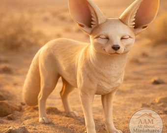 Dollhouse Miniature Fennec Fox Figurine - 1-12 1-24 1-48 Scale Standing Unpainted Resin