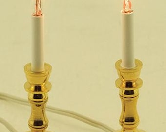 Dollhouse Miniature 12v Lighted Candlesticks 2 Pack in 1:12 Scale
