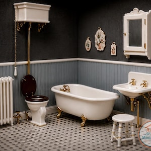 アンティーク ドイツ ドールハウス バスルーム ミニチュア家具 鉄製ブルータイル Dollhouse bathroom - Etsy 日本