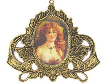 Dollhouse Miniature Red Haired Girl Framed Picture - 1:12 Scale
