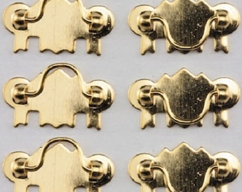 Dollhouse Miniature Drawer Pulls - Brass Finish (6 pack) #05701 -- 1:12 Scale