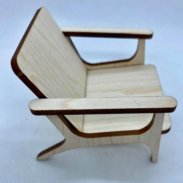 Dollhouse Miniature Mid Century Modern LOUNGE Chair KIT - Maple - 1:12 Scale