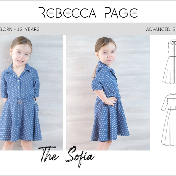 Children’s Sofia Shirt Dress PDF Sewing Pattern - Collar Pattern, Shirt Dress Pattern, Button Up Dress, Dress Sewing Pattern, Collar PDF