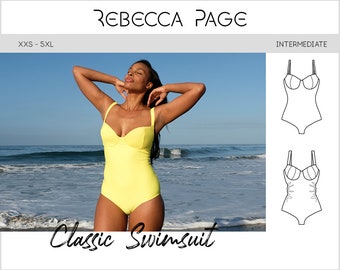 Classic Swimsuit  PDF Sewing Pattern - Swimsuit Pattern, One Piece Pattern, Athletic Patterns, Swimwear Pattern, Swimsuit PDF, Cute Swim