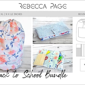 BUNDLE Back to School PDF Sewing Pattern, Pouch Pattern, Backpack Bag Pattern.