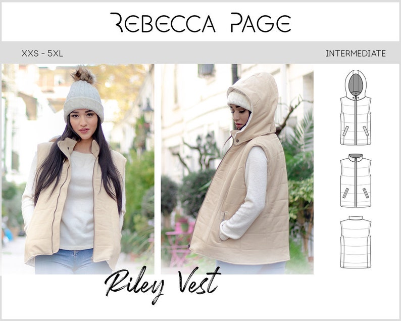 Riley Vest PDF Sewing Pattern Vest Pattern Puffer Vest Etsy