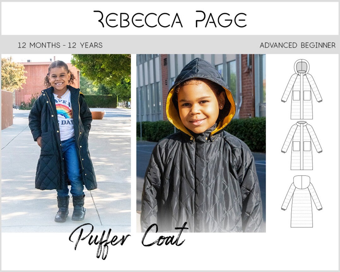 Childrens Puffer Coat PDF Sewing Pattern Coat Pattern Etsy