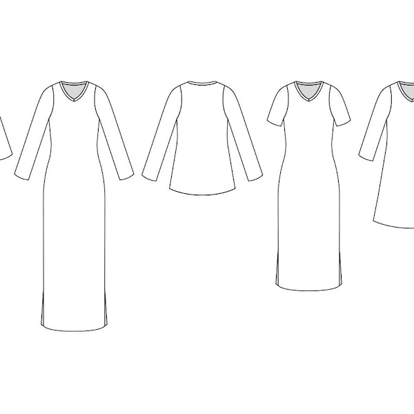 BUNDLE T-Shirt Dress PDF Sewing Pattern - T-Shirt Pattern, Shirt Dress Pattern, Shirt Pattern, Dress Sewing Pattern, T-Shirt Dress PDF