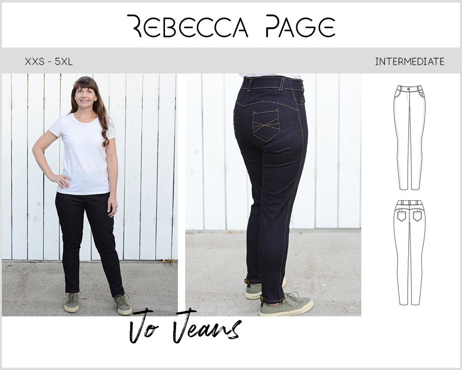 Jo Jeans PDF Sewing Pattern Jeans Pattern Slim Jeans Etsy