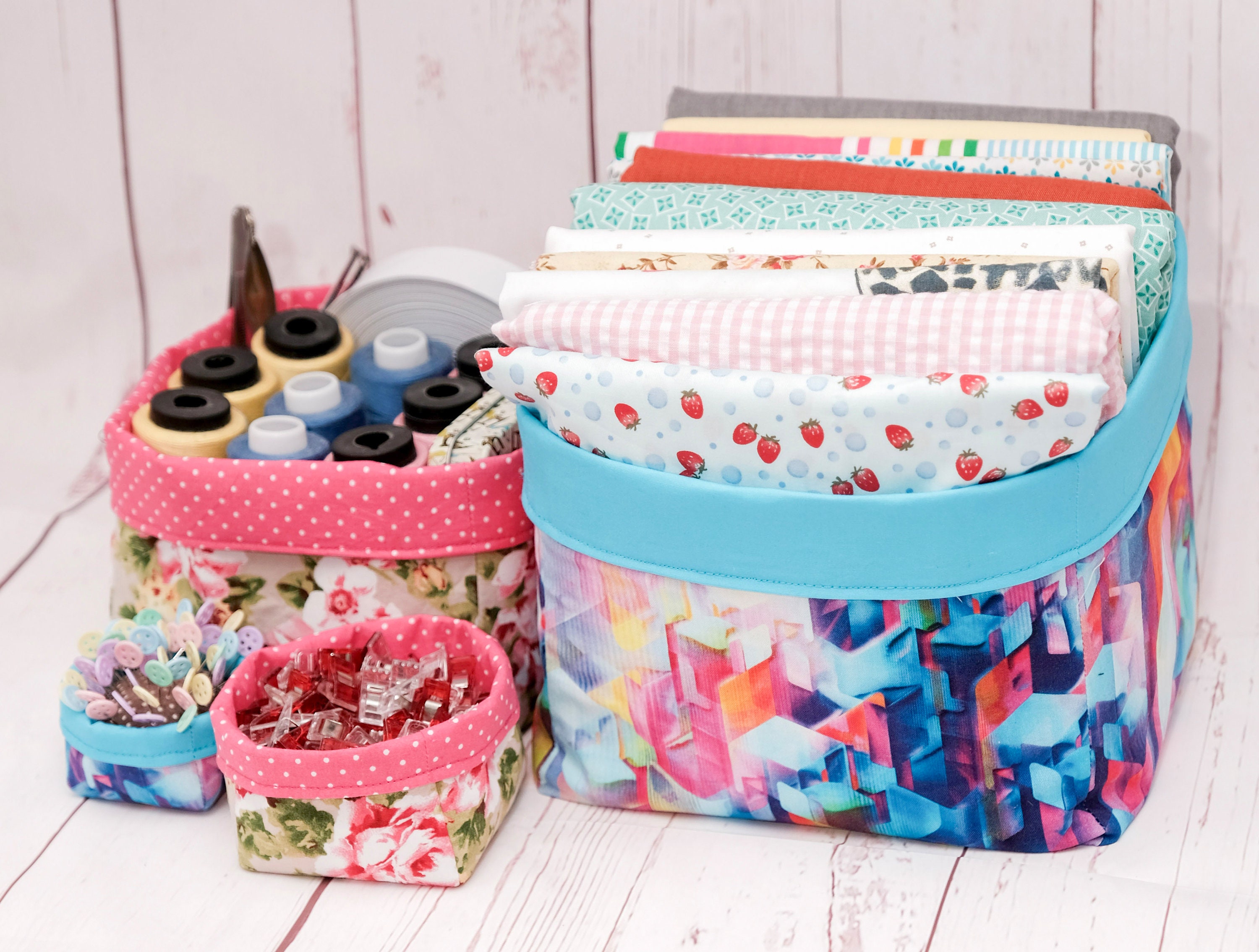 Fabric Baskets PDF Sewing Pattern 25 Sizes Fabric Box - Etsy UK