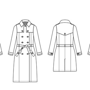Taylor Trench Coat PDF Sewing Pattern - Coat Pattern, Trench Coat Pattern, Classic Coat Pattern, Coat Sewing Pattern, Coat PDF, Trench Coat