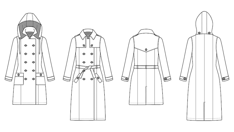 Coat PDF, Pretty Coat Pattern, Outerwear Pattern