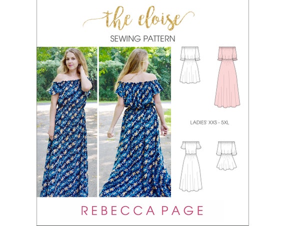 Eloise Off-the-shoulder Maxi Dress & Top PDF Sewing Pattern | Etsy