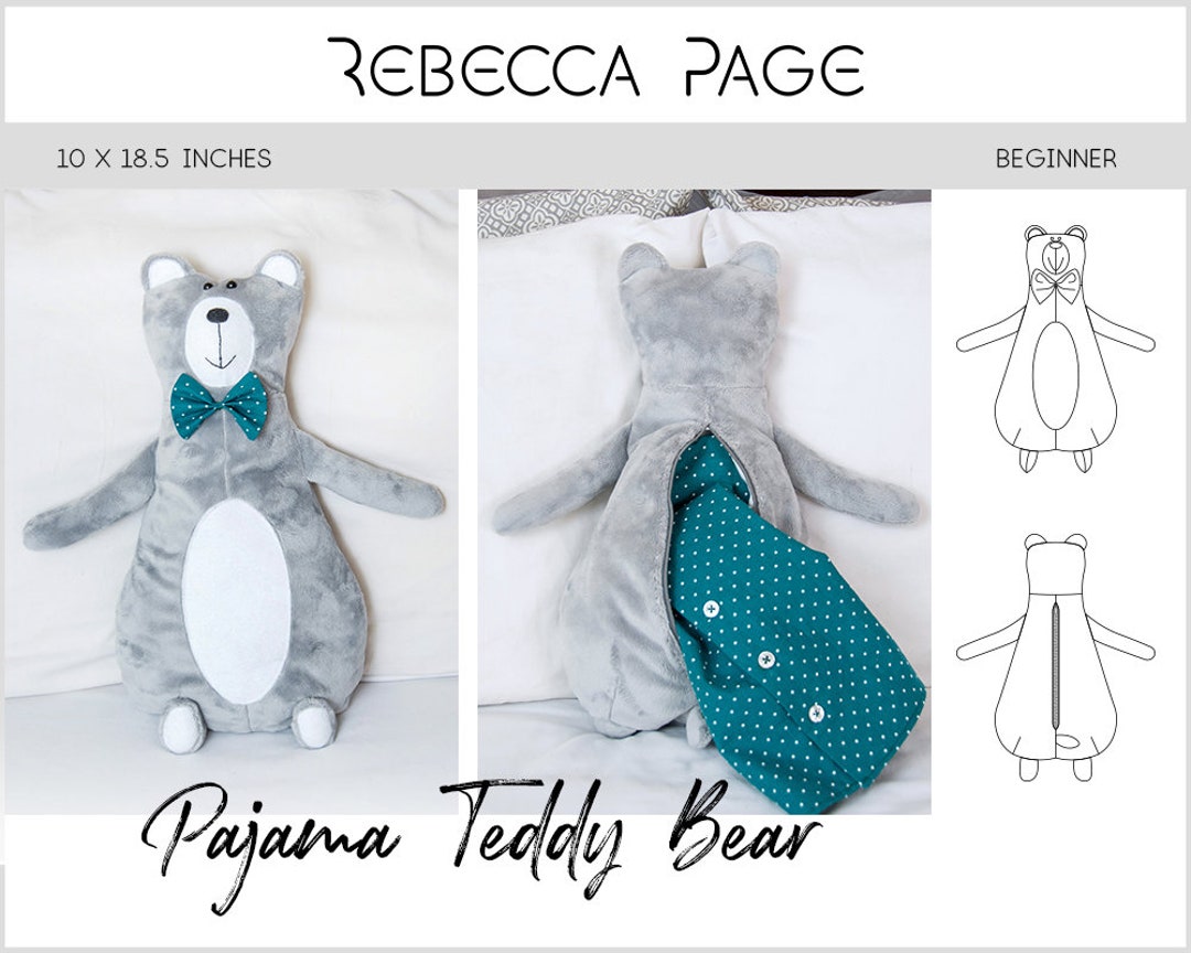 Pajama Teddy Bear PDF Sewing Pattern Bear Pattern, PJ Bear Pattern ...