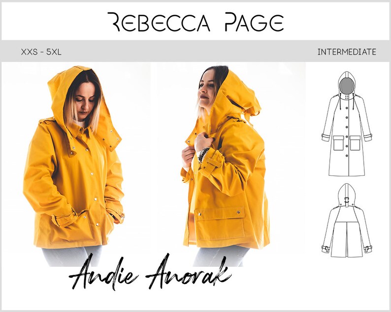 Andie A Anorak PDF Sewing Pattern Jacket Pattern Rain Etsy