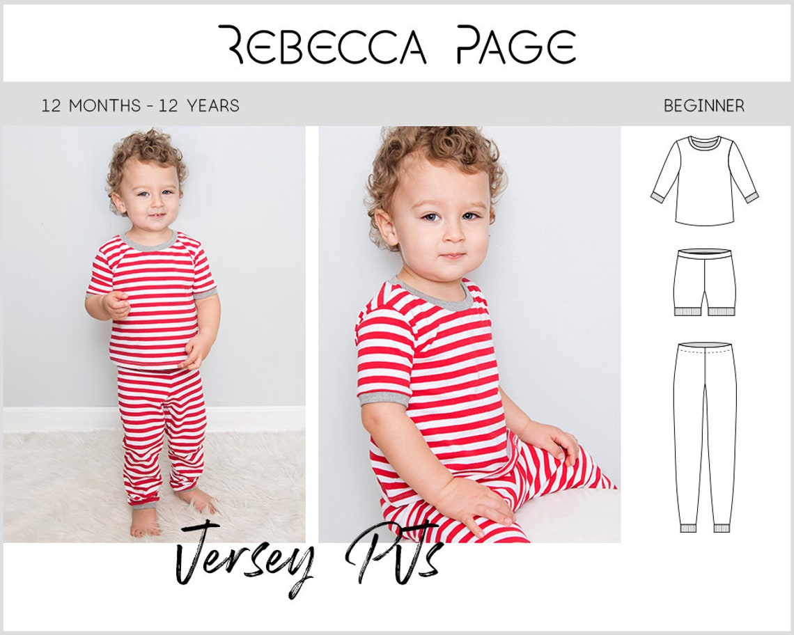 Childrens Jersey Pjs PDF Sewing Pattern Pjs Pattern Jersey - Etsy