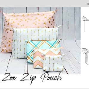 Zoe Zip Pouches PDF Sewing Pattern - Pouches Pattern, Zip Pouch Pattern, Lined Bags Pattern, Bags Sewing Pattern, Pouches PDF, Easy Bags