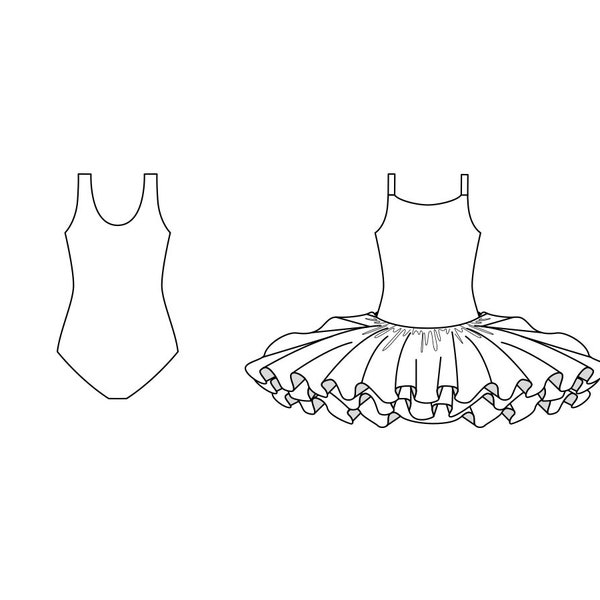 Children’s Pancake Tutu and Ballet Leotard PDF Sewing Pattern - Tutu Pattern, Childs Tutu Pattern, Ballet Skirt Pattern, Skirt Sewing Patter