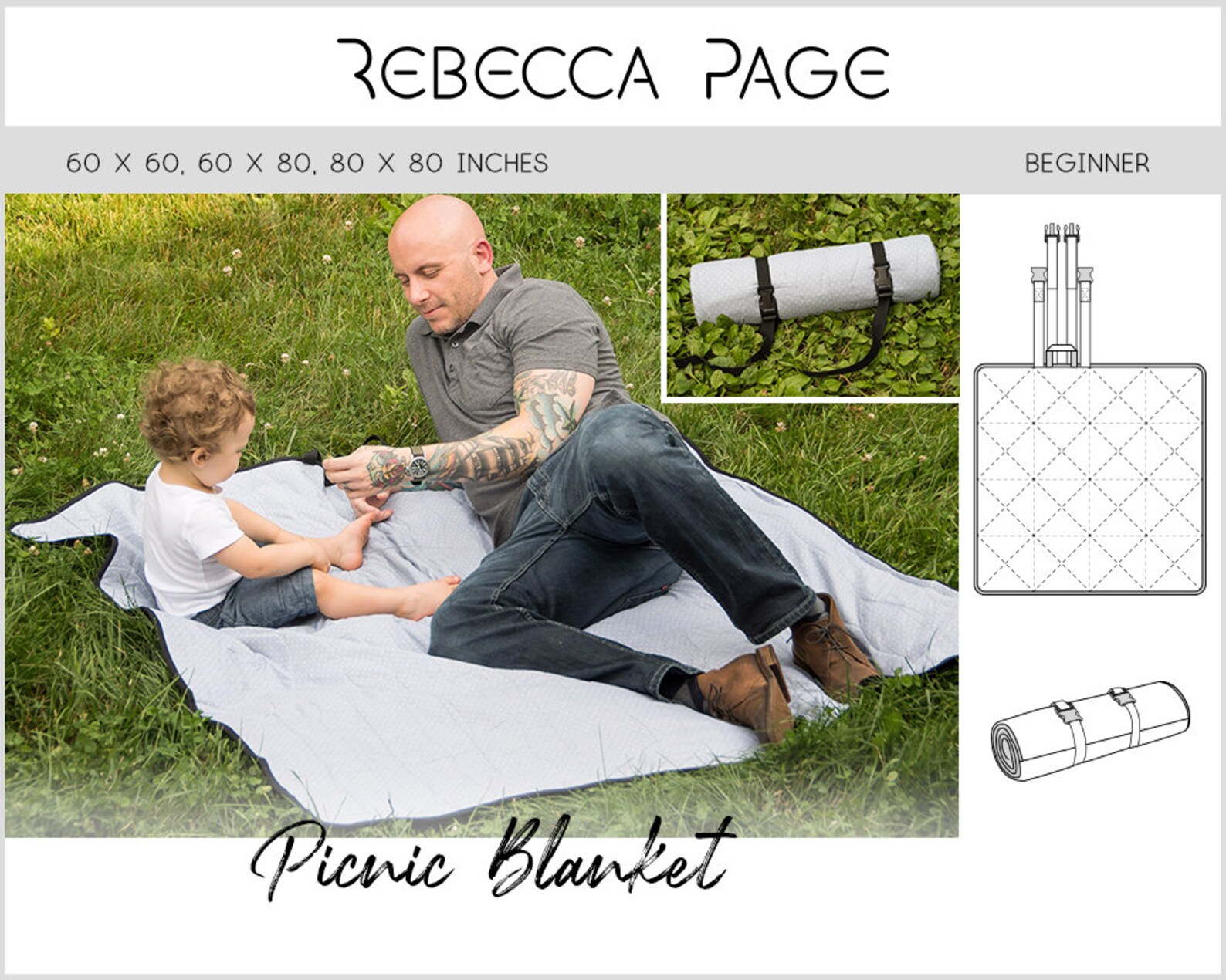 Picnic Blanket PDF Sewing Pattern Quilt Pattern Picnic Etsy