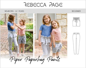 Piper Paperbag Waist Pants PDF Sewing Pattern - Paperbag Pattern, Pants Pattern, Childs Pattern, Pants Sewing Pattern, Paperbag PDF, Cute