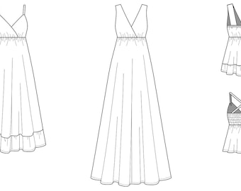 Monte Carlo Maxi PDF Sewing Pattern - Dress Pattern, Maxi Dress Pattern, Comfy Dress Pattern, Dress Sewing Pattern, Dress PDF, Easy Dress