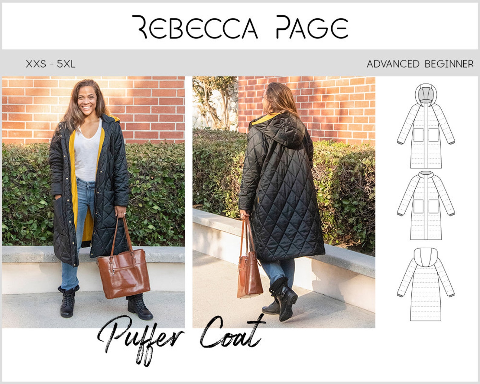 Puffer Coat PDF Sewing Pattern Coat Pattern Puffer Coat Etsy