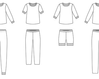 Jersey PJs PDF Sewing Pattern - PJs Pattern, Jersey PJs Pattern, Comfy PJs Pattern, PJs Sewing Pattern, PJs PDF, Easy Pajamas Pattern, Easy