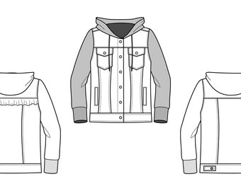 Add On Men’s Kingston PDF Sewing Pattern - Jacket Pattern, Denim Jacket Pattern, Hood Jacket Pattern, Hoodie Pattern, Jacket PDF, Great