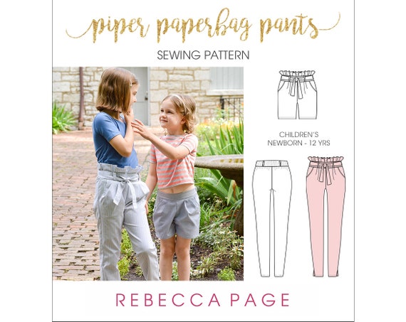 Piper Childrens Paperbag Waist Pants PDF Sewing Pattern | Etsy