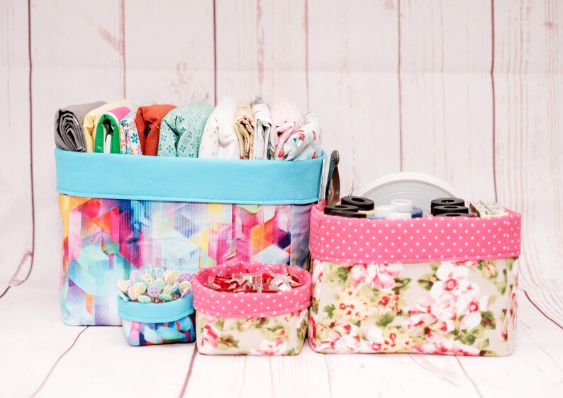 Fabric Baskets PDF Sewing Pattern 25 Sizes Fabric Box Etsy