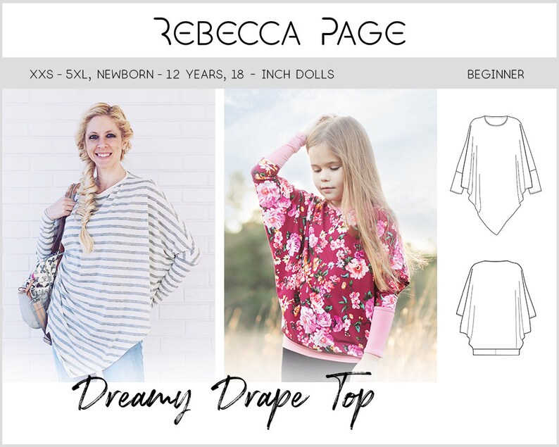 BUNDLE Dreamy Drape PDF Sewing Pattern Blouse Pattern, Drape Top Pattern, Batwing Top Pattern, Top Sewing Pattern, Blouse PDF, Cute Top