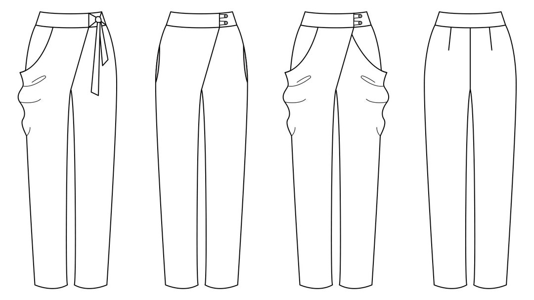 Wrap Trousers PDF Sewing Pattern Trousers Pattern, Wrap Pants Pattern
