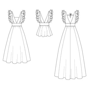 Frill Dress & Top PDF Sewing Pattern - Frill Top Pattern, V Neck Pattern, Maxi Dress Pattern, Dress Sewing Pattern, Frill Top PDF