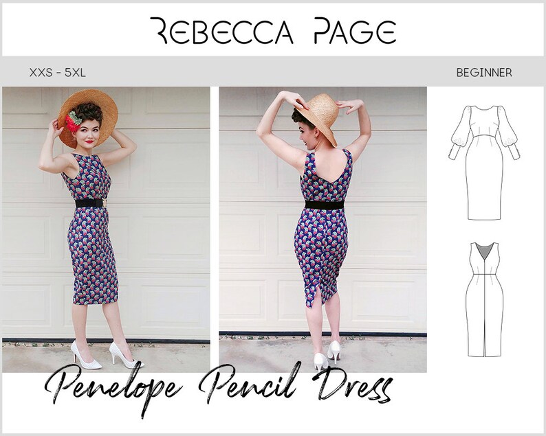 Penelope Pencil Dress PDF Sewing Pattern Dress Pattern Etsy