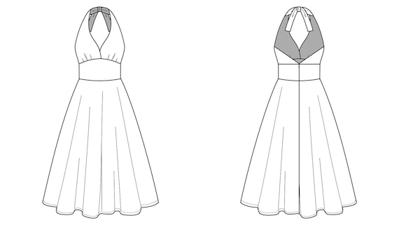 Marilyn Halter Neck Dress PDF Sewing Pattern Halter Neck Pattern